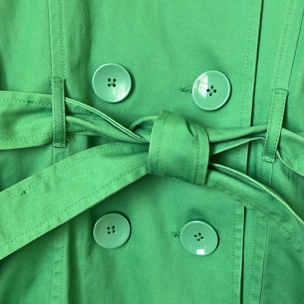 Green Trench Coat Double Breasted KC Parker Size 7 - 8  Vintage Wicked NWT - Picture 3 of 11